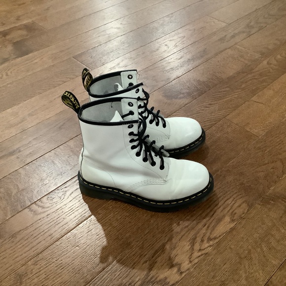Dr. Martens 1460 White Leather Lace-Up Boots - Picture 2 of 7